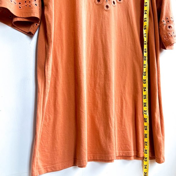 Topshop oversized broderie t-shirt dress / tunic top in rust color - Picture 5 of 9